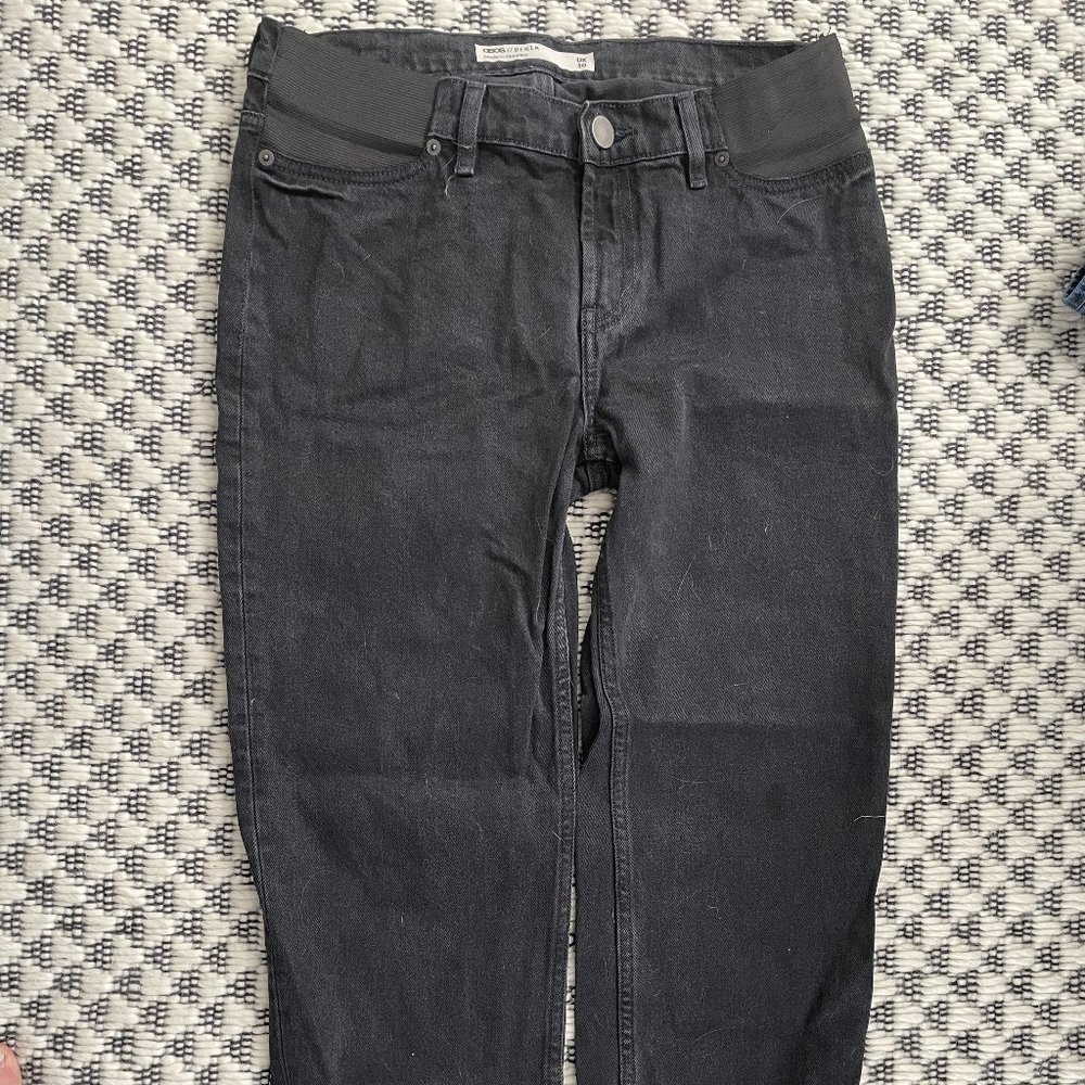 ASOS maternity black jeans with side panels